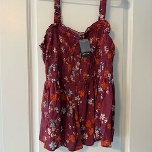 Torrid Floral Burgundy Tank Top